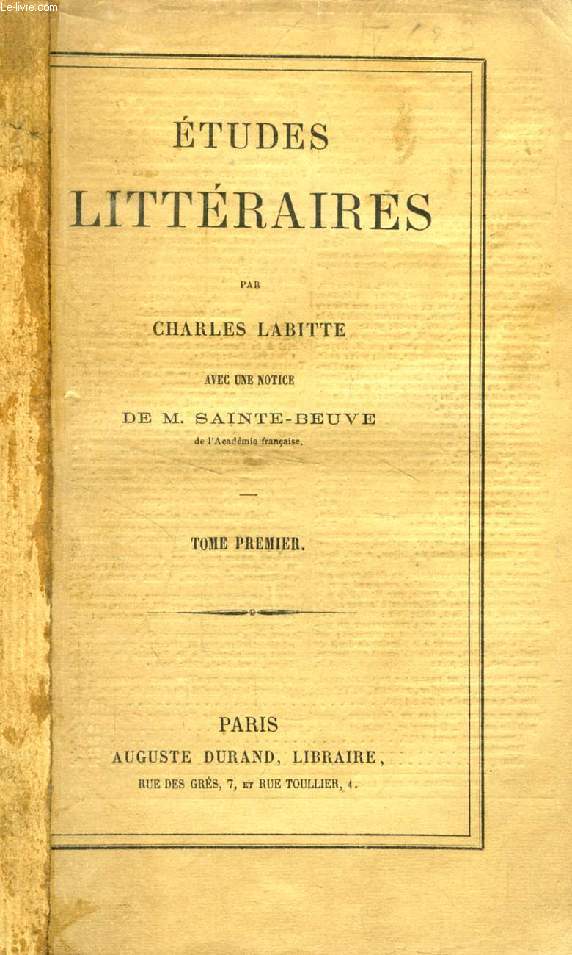 ETUDES LITTERAIRES, 2 TOMES