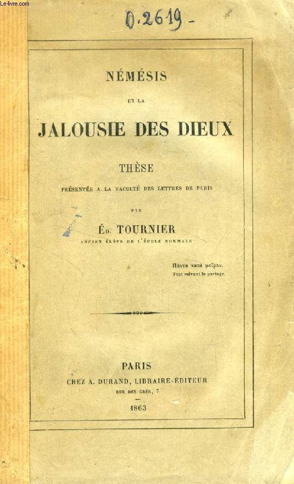 NEMESIS ET LA JALOUSIE DES DIEUX (THESE)