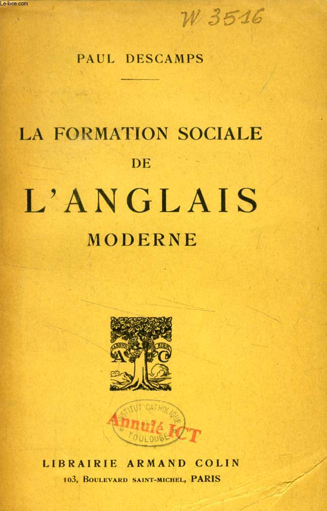 LA FORMATION SOCIALE DE L'ANGLAIS MODERNE