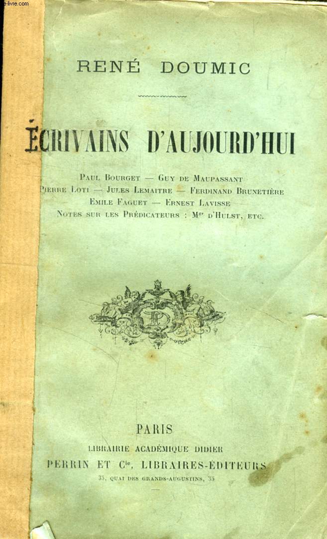 ECRIVAINS D'AUJOURD'HUI