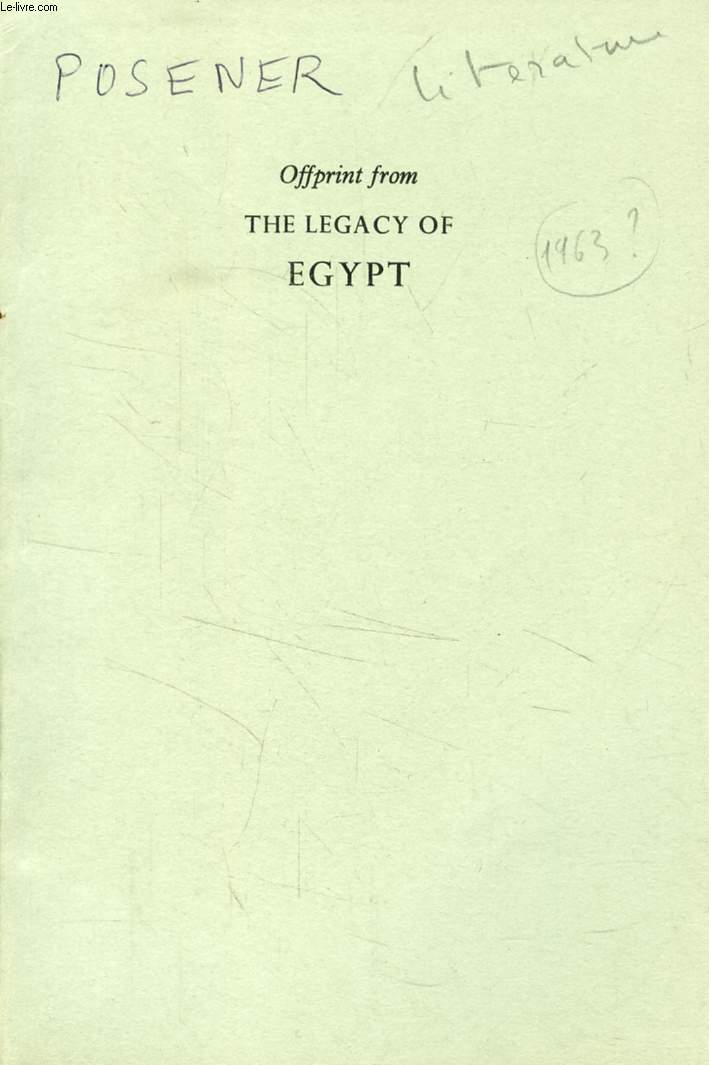 OFFPRINT FROM THE LEGACY OF EGYPT