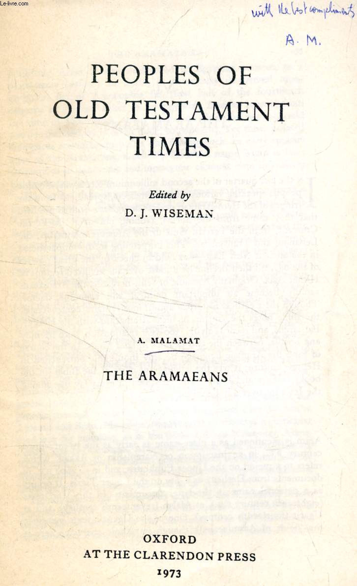 PEOPLES OF OLD TESTAMENT TIMES (OFFPRINT), THE ARAMAEANS