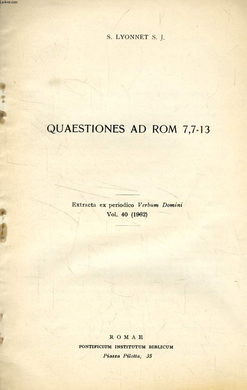 QUAESTIONES AD ROM 7,7-13 (EXTRACTUM)