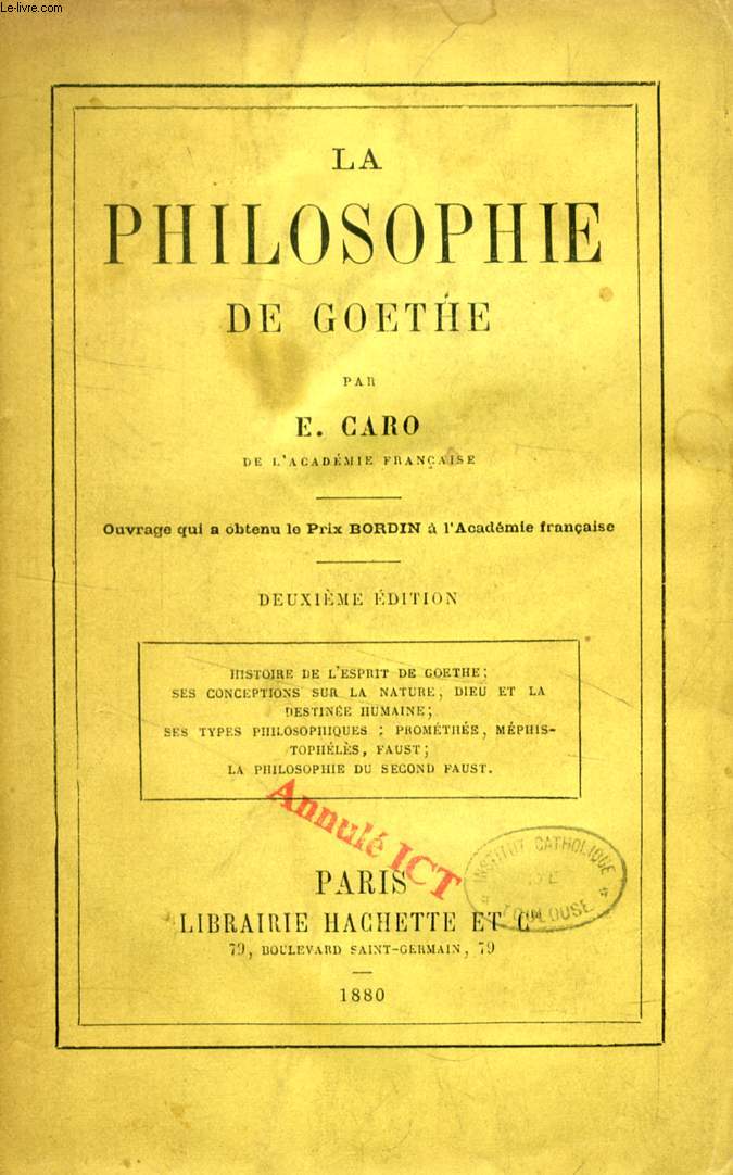 LA PHILOSOPHIE DE GOETHE