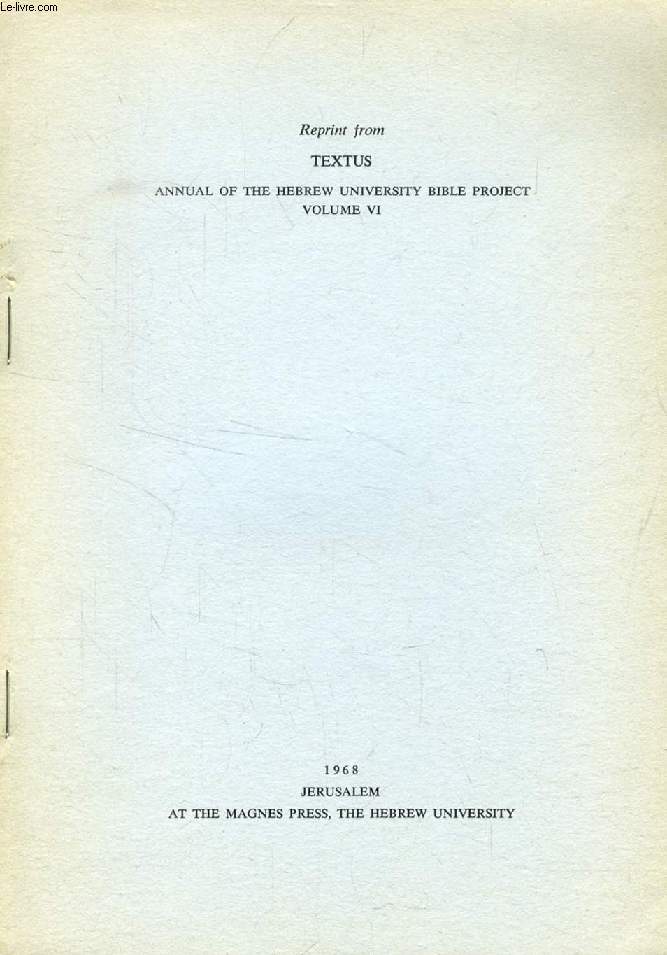 NOUVEAUX FRAGMENTS INEDITS DE LA MASSORAH MAGNA BABYLONIENNE (II), MS TS. DI, N 5 (REPRINT FROM 'TEXTUS, ANNUAL OF THE HEBREW UNIVERSITY BIBLE PROJECT')