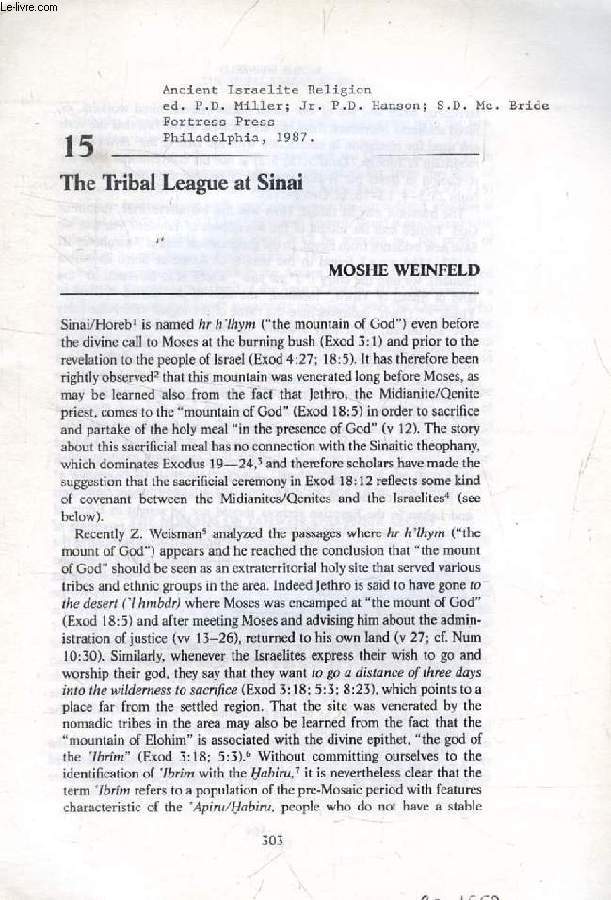 THE TRIBAL LEAGUE AT SINAI (OFFPRINT)