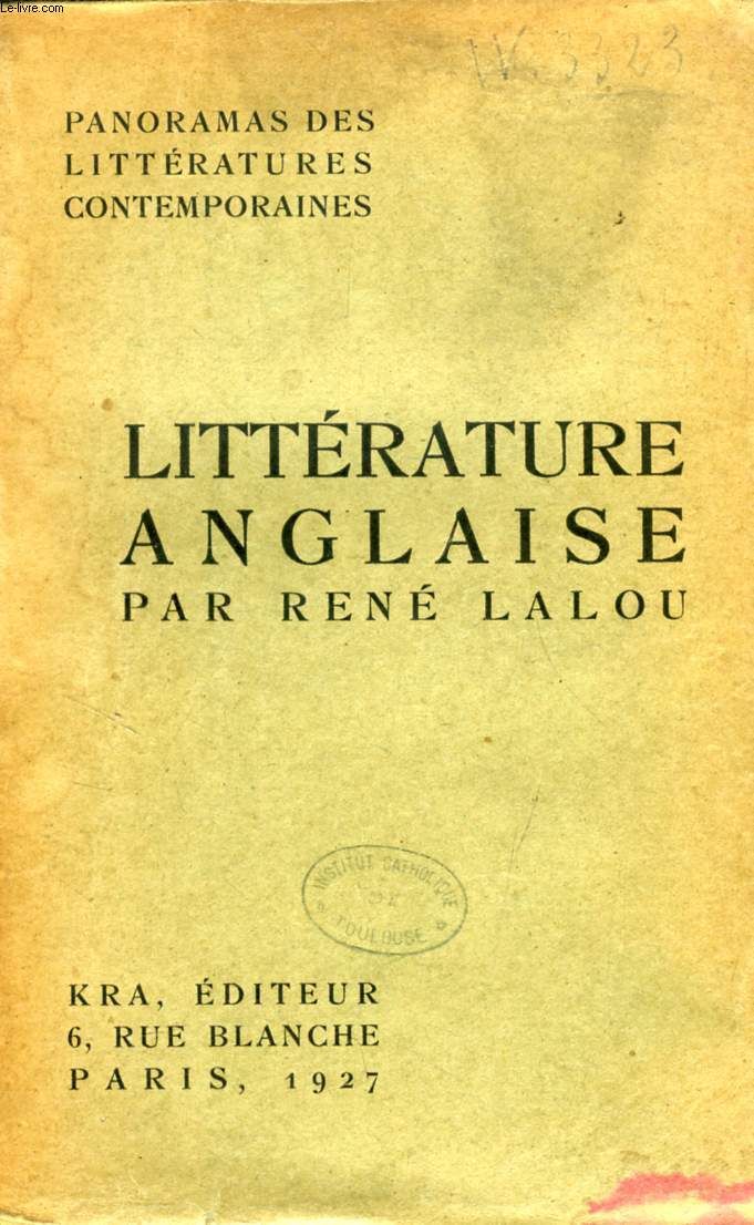 PANORAMA DE LA LITTERATURE ANGLAISE CONTEMPORAINE