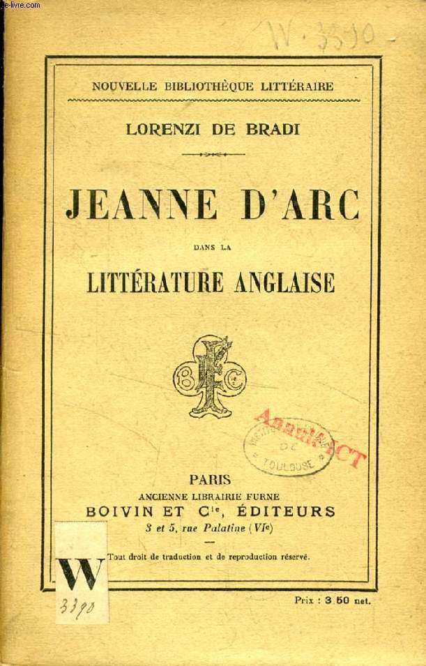 JEANNE D'ARC DANS LA LITTERATURE ANGLAISE