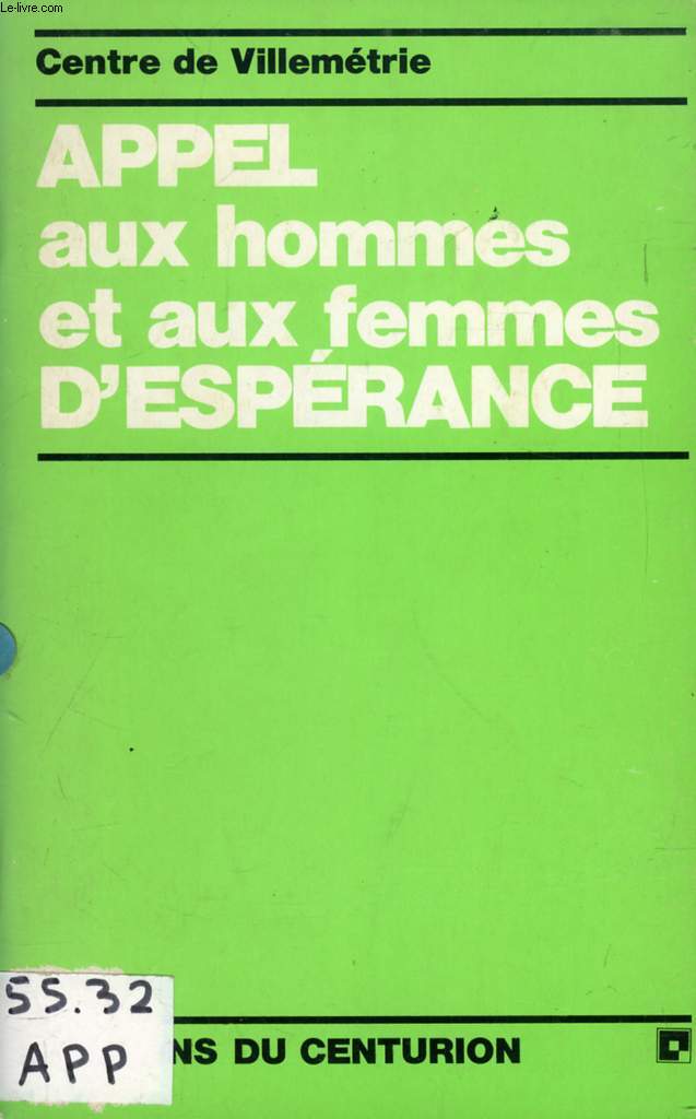 APPEL AUX HOMMES ET AUX FEMMES D'ESPERANCE