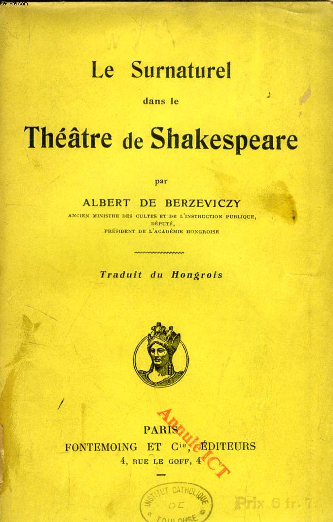 LE SURNATUREL DANS LE THEATRE DE SHAKESPEARE