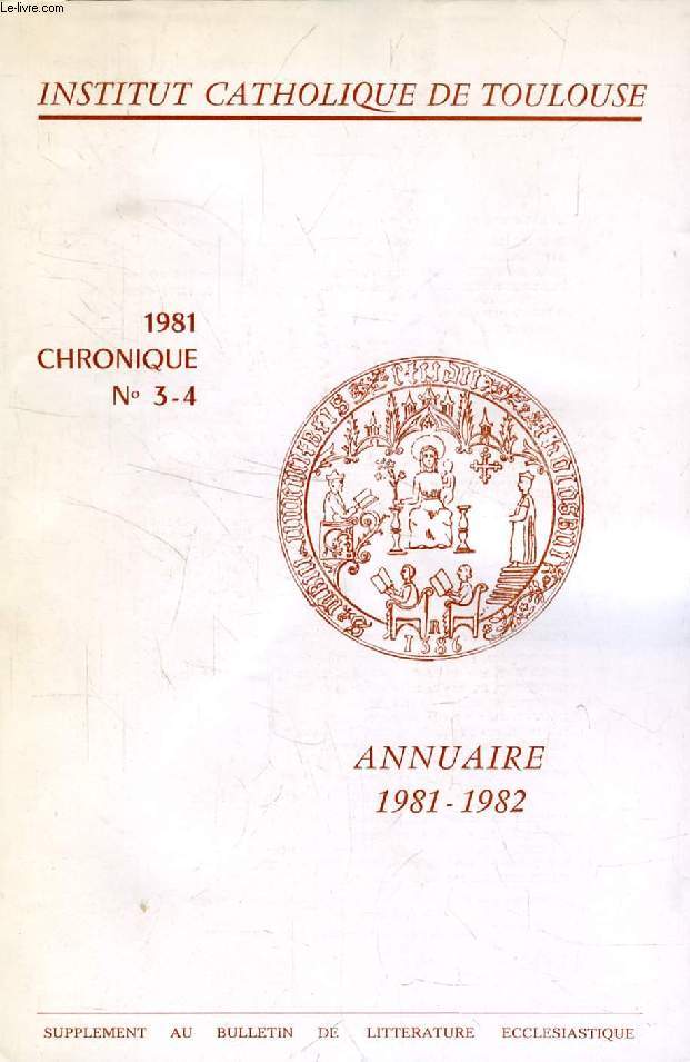 CHRONIQUE, N 3-4, 1981, ANNUAIRE 1981-1982
