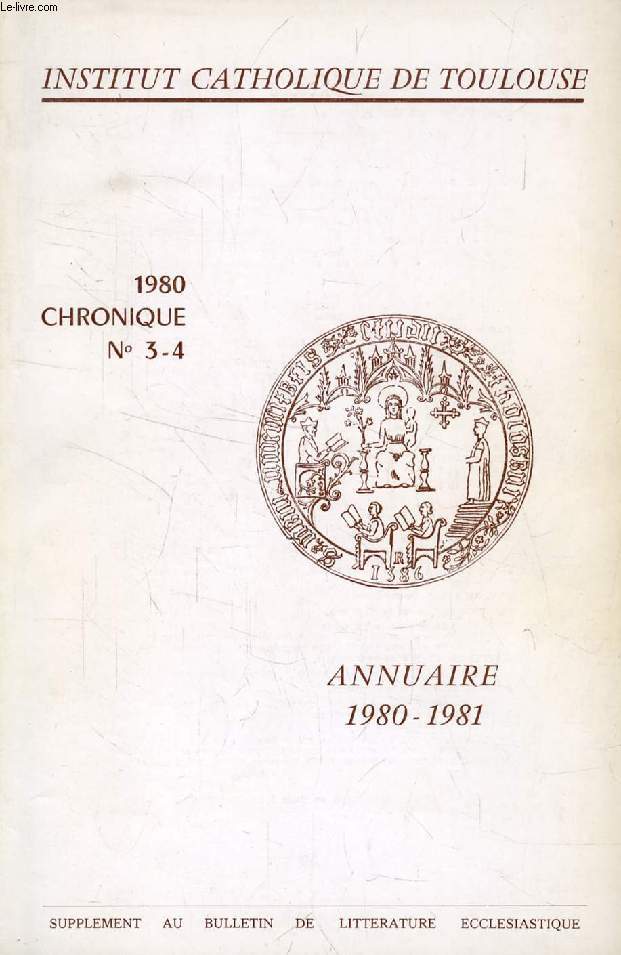 CHRONIQUE, N 3-4, 1980, ANNUAIRE 1980-1981