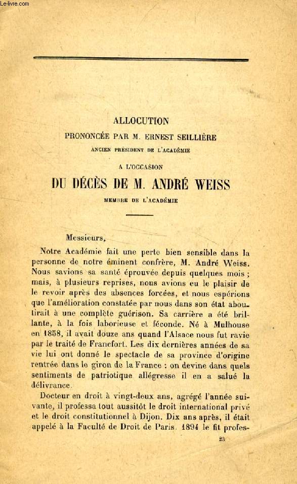 SEANCES ET TRAVAUX DE L'ACADEMIE DES SCIENCES MORALES ET POLITIQUES, NOV.-DEC. 1928