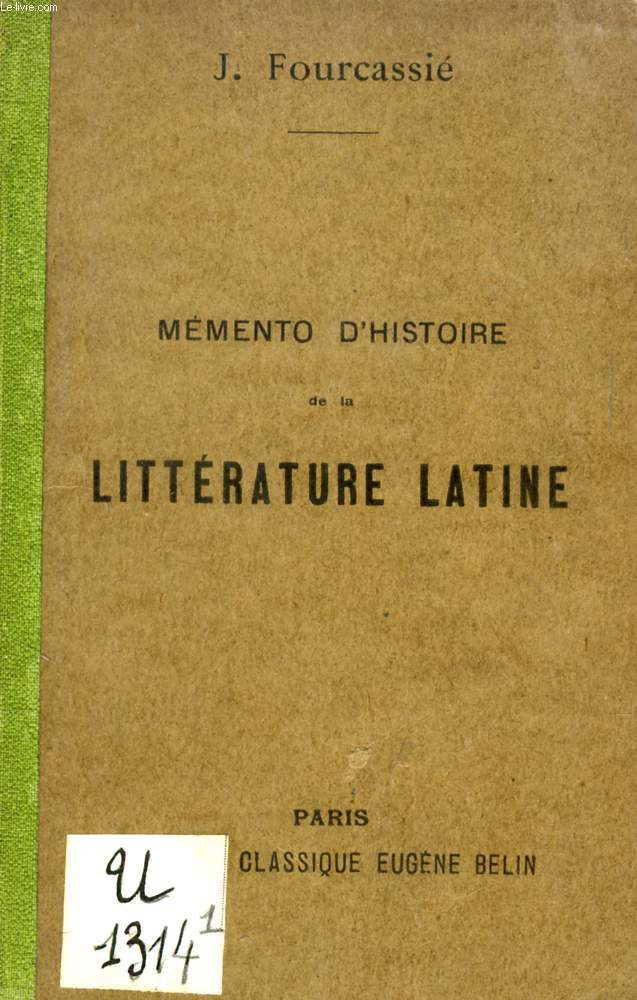 MEMENTO D'HISTOIRE DE LA LITTERATURE LATINE