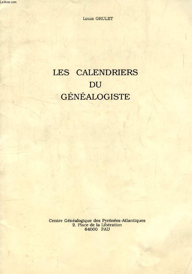 LES CALENDRIERS DU GENEALOGISTE