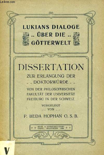 LUKIANS DIALOGE BER DIE GTTWELT (DISSERTATION)