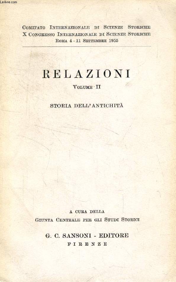 RELAZIONI, VOLUME II, STORIA DELL'ANTICHITA'