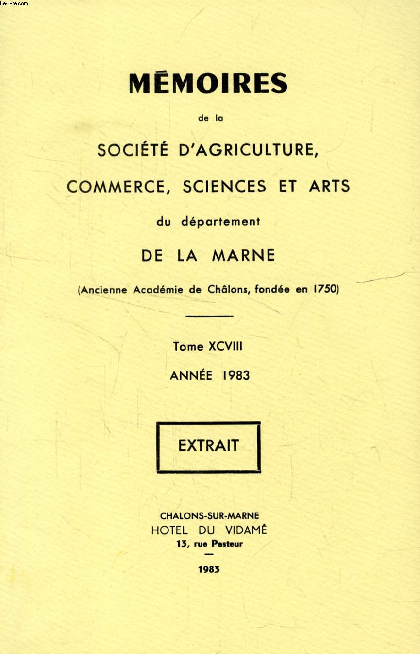 MEMOIRES DE LA SOCIETE D'AGRICULTURE, COMMERCE, SCIENCES ET ARTS DE LA MARNE, TOME XCVIII, 1983 (EXTRAIT), COURLANDON ET SON PASSE