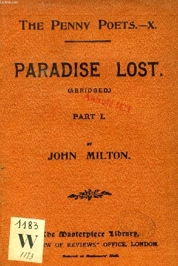 PARADISE LOST (ABRIDGED), PART I (THE PENNY POETS, X)