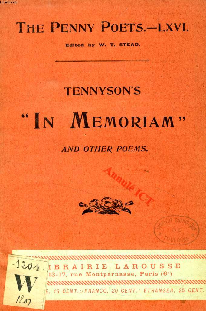 TENNYSON'S 'IN MEMORIAM', AND OTHER POEMS (THE PENNY POETS, LXVI)