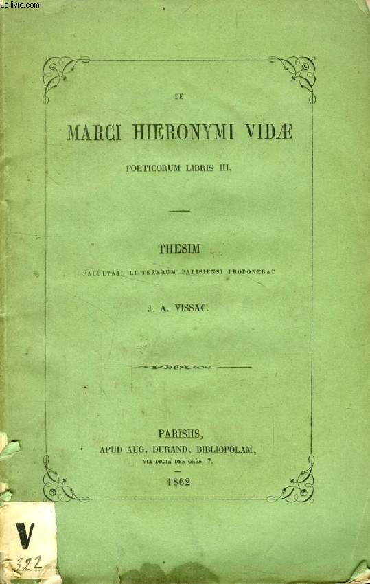 DE MARCI HIERONYMI VIDAE POETICORUM LIBRIS III (THESIS)