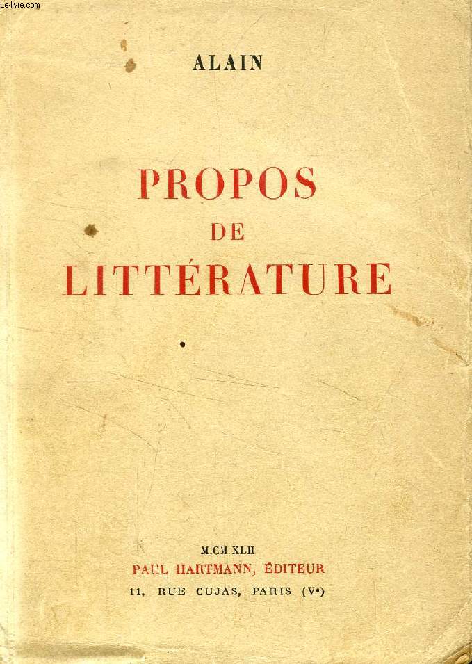 PROPOS DE LITTERATURE