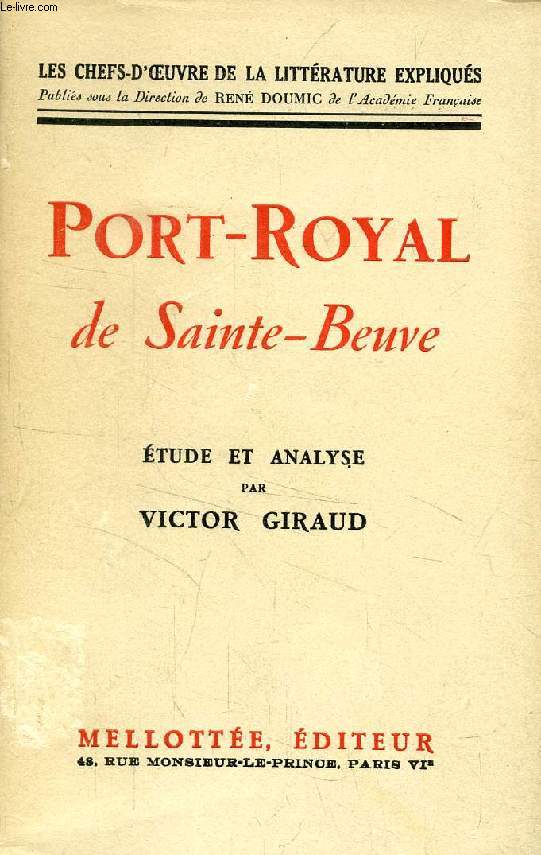 PORT-ROYAL DE SAINTE-BEUVE