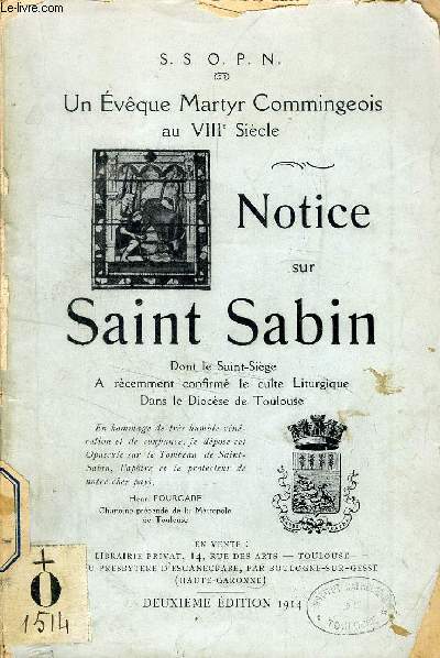 NOTICE SUR SAINT SABIN, UN EVEQUE MARTYR COMMINGEOIS AU VIIIe SIECLE