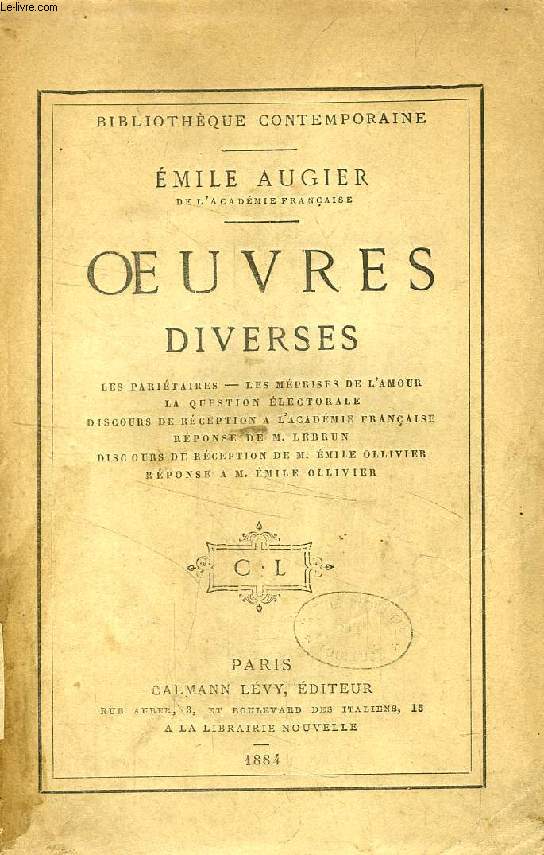 OEUVRES DIVERSES DE EMILE AUGIER