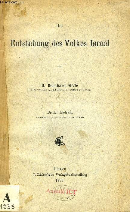 DIE ENTSTEHUNG DES VOLKES ISRAEL