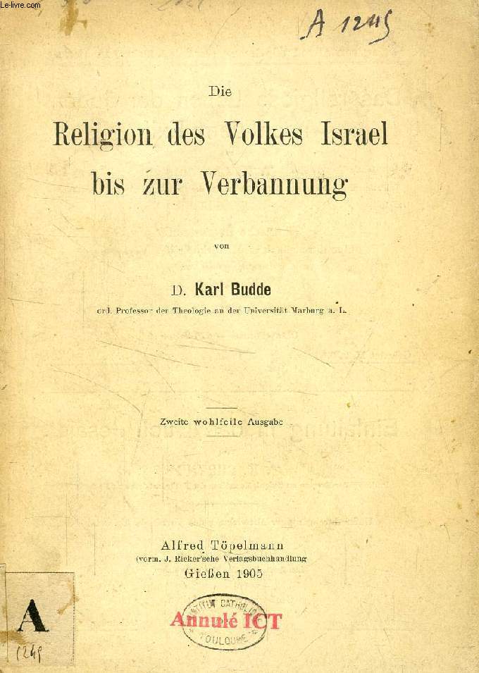 RELIGION DES VOLKES ISRAEL BIS ZUR VERBANNUNG