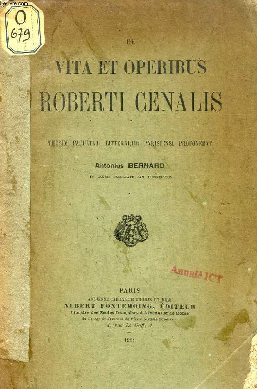 DE VITA ET OPERIBUS ROBERTI CENALIS (THESIS)