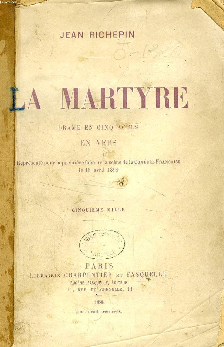 LA MARTYRE, DRAME EN 5 ACTES, EN VERS