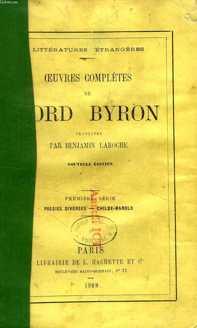 OEUVRES COMPLETES DE LORD BYRON, 4 TOMES (SERIES)