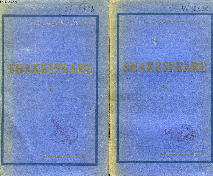 SHAKESPEARE, OEUVRES CHOISIES, 2 TOMES