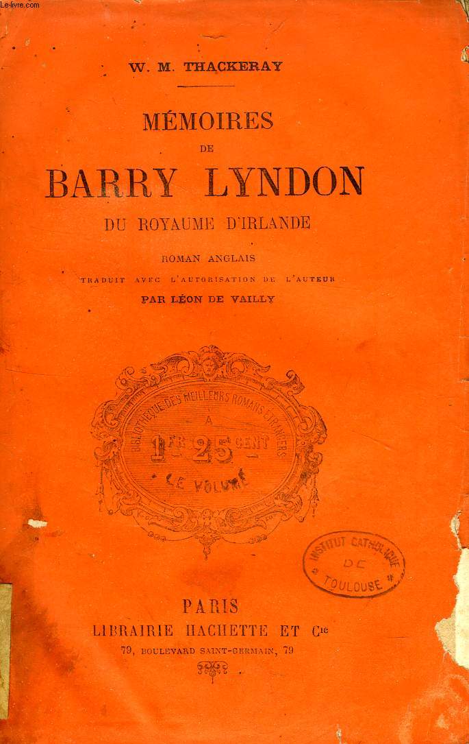 MEMOIRES DE BARRY LYNDON, DU ROYAUME D'IRLANDE