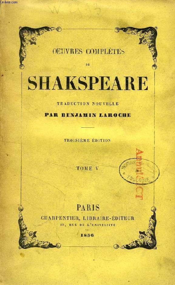 OEUVRES COMPLETES DE SHAKSPEARE (SHAKESPEARE), TOME V