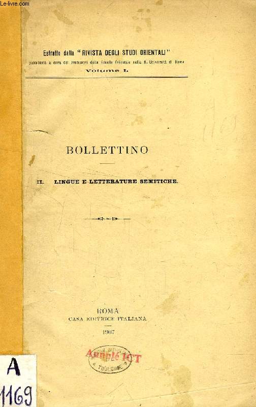 BOLLETTINO, II, LINGUE E LETTERATURE SEMITICHE