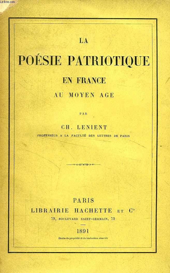 LA POESIE PATRIOTIQUE EN FRANCE AU MOYEN AGE