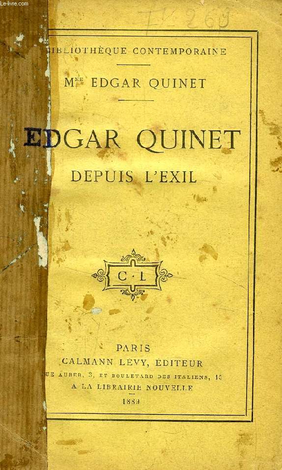 EDGAR QUINET DEPUIS L'EXIL