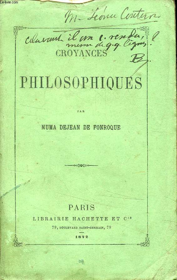 CROYANCES PHILOSOPHIQUES