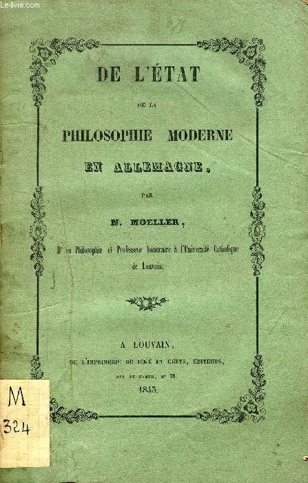 DE L'ETAT DE LA PHILOSOPHIE MODERNE EN ALLEMAGNE