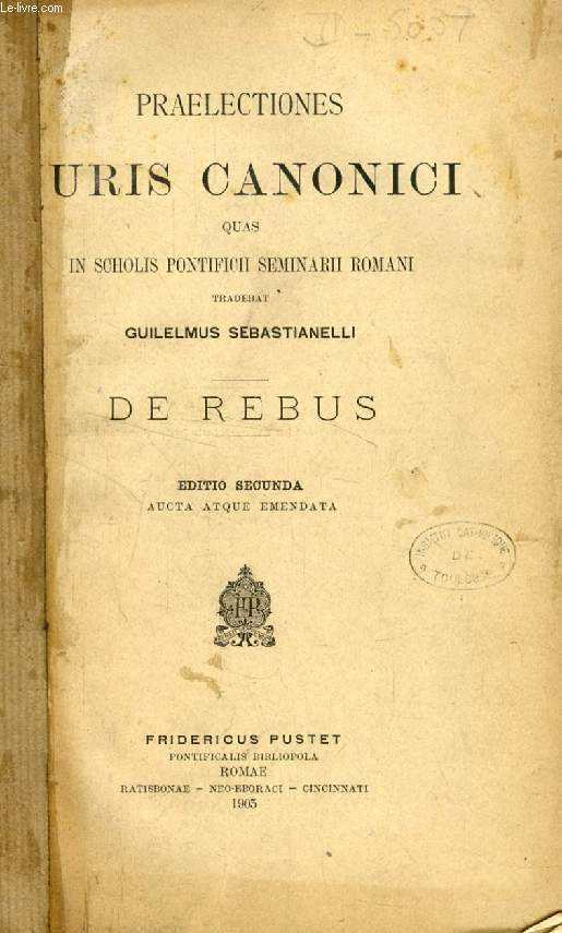 PRAELECTIONES JURIS CANONICI, DE REBUS