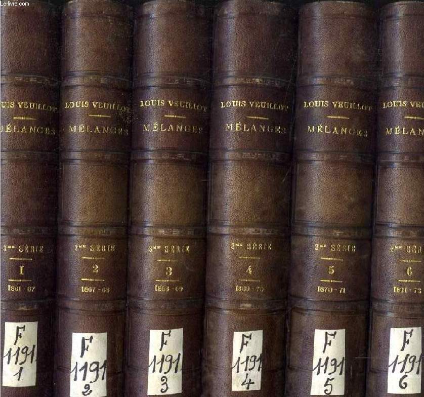 MELANGES RELIGIEUX, HISTORIQUES, POLITIQUES ET LITTERAIRES, 6 TOMES (1861-1872)