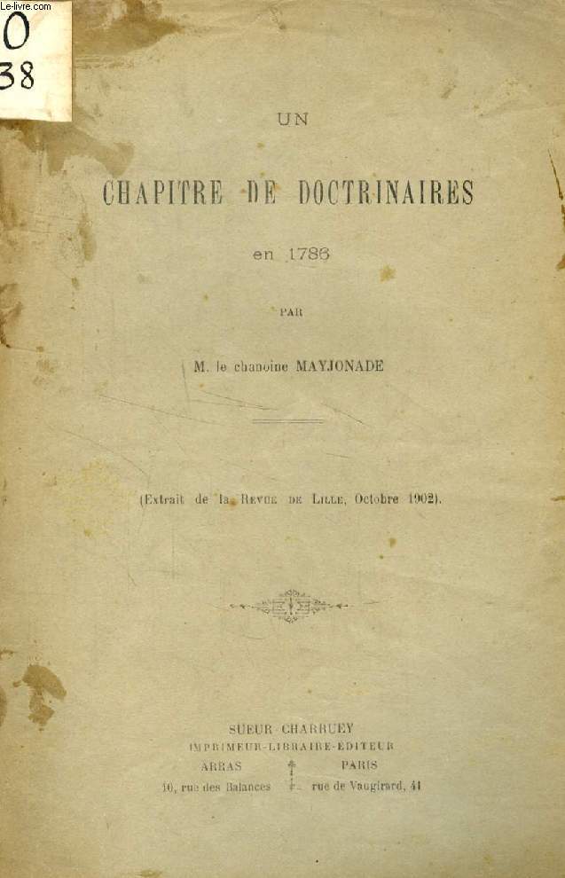 UN CHAPITRE DE DOCTRINAIRES EN 1786 (TIRE A PART)