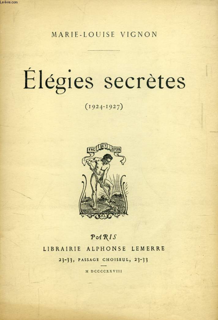 ELEGIES SECRETES (1924-1927)