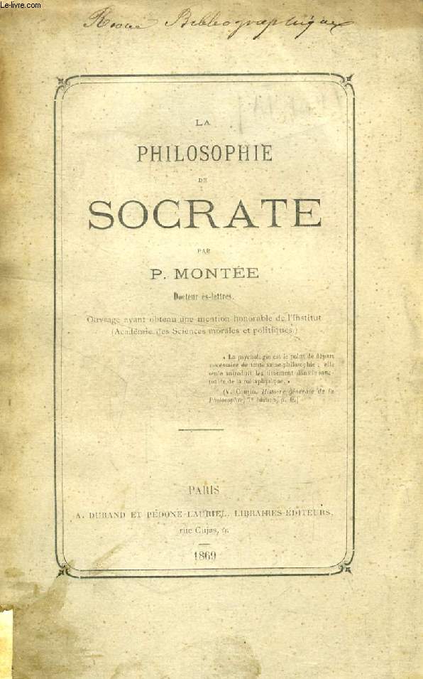 LA PHILOSOPHIE DE SOCRATE