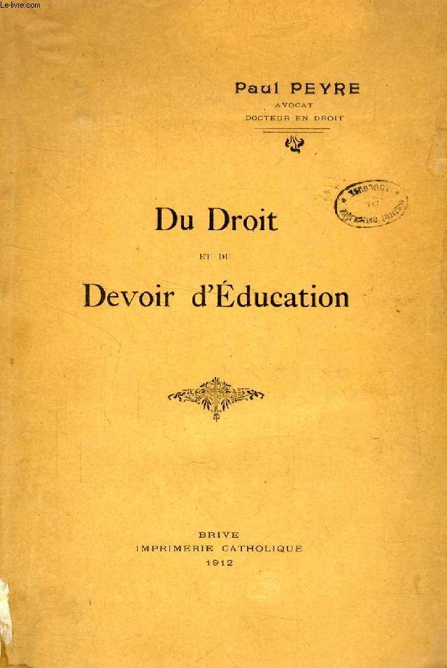 DU DROIT ET DU DEVOIR D'EDUCATION