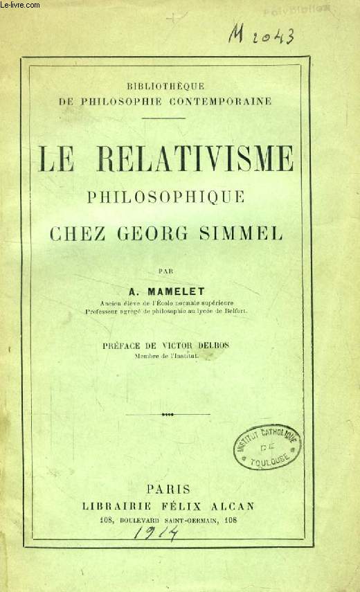 LE RELATIVISME PHILOSOPHIQUE CHEZ GEORG SIMMEL