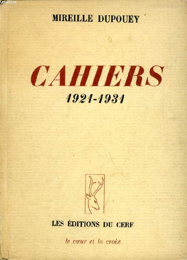 CAHIERS, 1921-1931